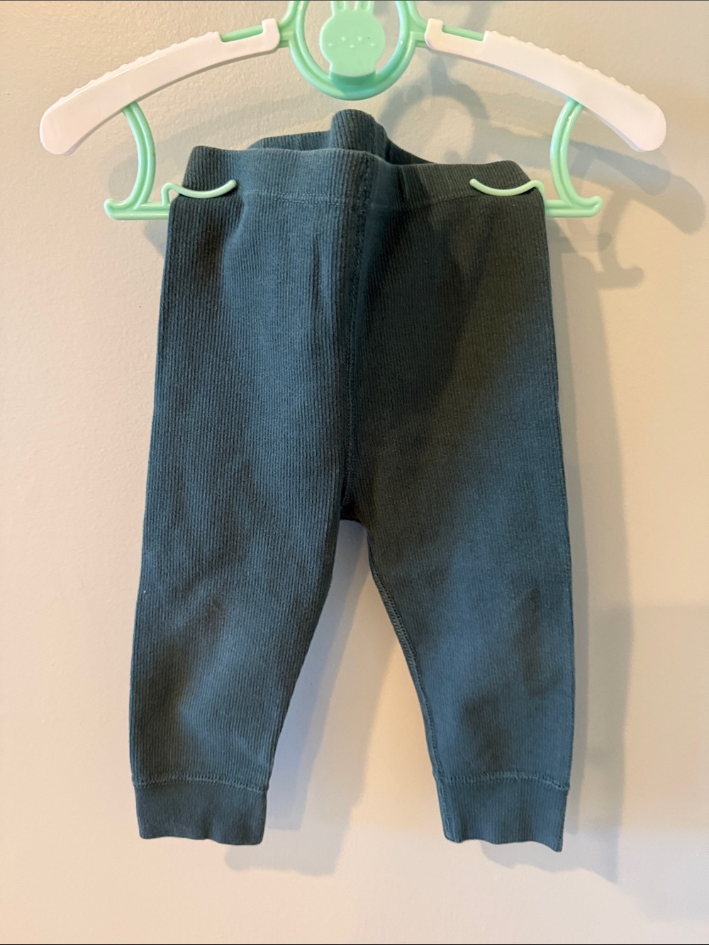 Hanna Andersson 18-24m Ribbed Knit Leggings in Dark Teal /green